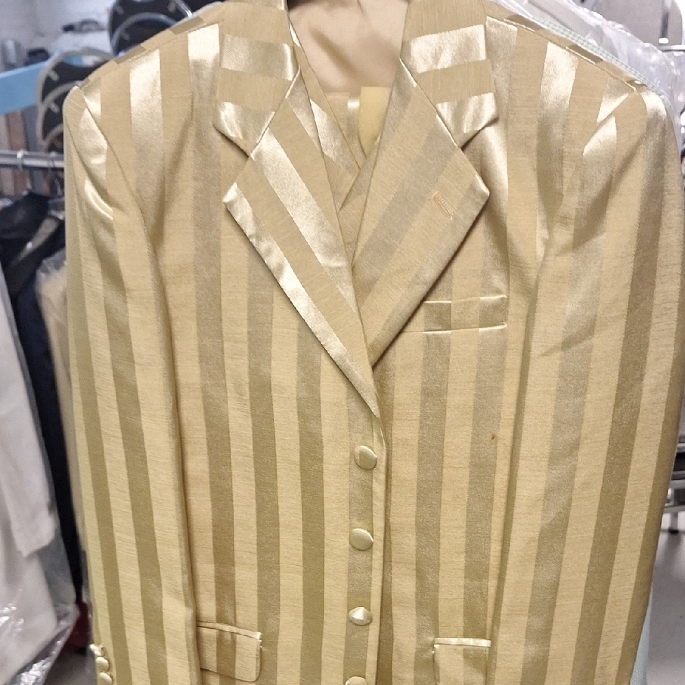 Elegant Gold Striped Kids Blazer Set